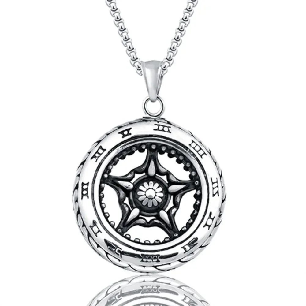 ❤️Tire pendant Roman style numerals pendant necklace for women/men, N90201P177